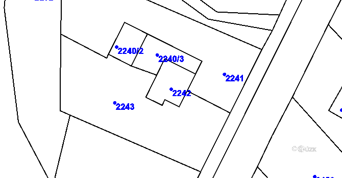 Parcela st. 2242 v KÚ Bystřice nad Olší, Katastrální mapa