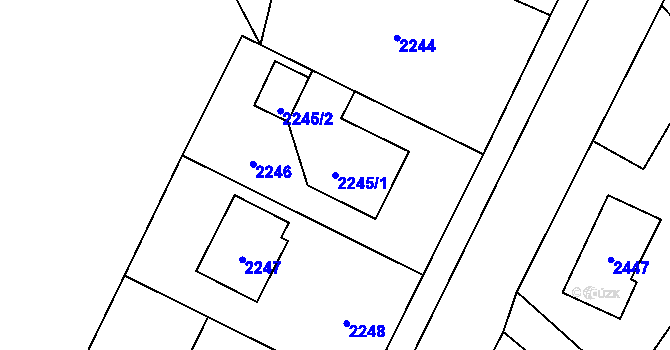 Parcela st. 2245/1 v KÚ Bystřice nad Olší, Katastrální mapa