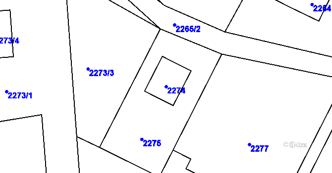 Parcela st. 2274 v KÚ Bystřice nad Olší, Katastrální mapa