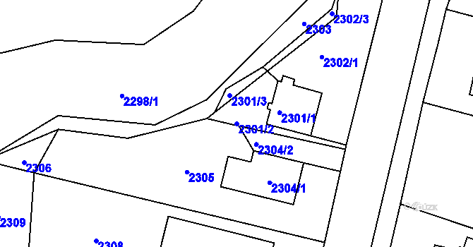 Parcela st. 2301/2 v KÚ Bystřice nad Olší, Katastrální mapa