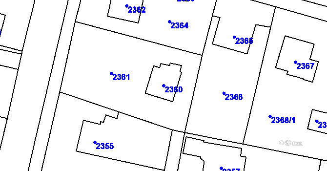 Parcela st. 2360 v KÚ Bystřice nad Olší, Katastrální mapa