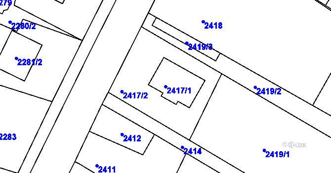 Parcela st. 2417/1 v KÚ Bystřice nad Olší, Katastrální mapa