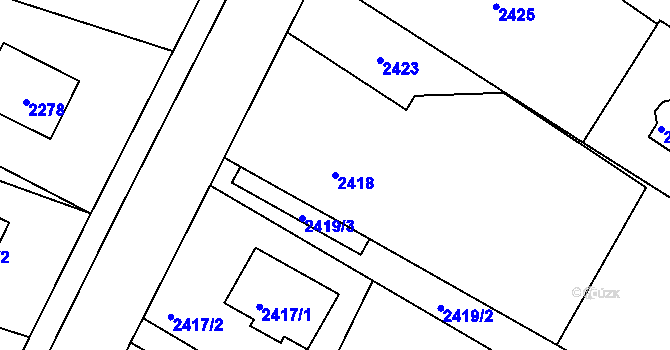 Parcela st. 2418 v KÚ Bystřice nad Olší, Katastrální mapa
