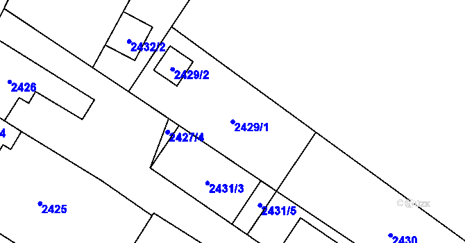 Parcela st. 2429/1 v KÚ Bystřice nad Olší, Katastrální mapa