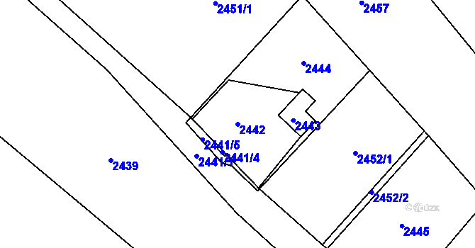Parcela st. 2442 v KÚ Bystřice nad Olší, Katastrální mapa