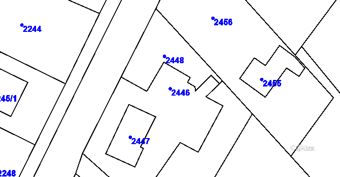 Parcela st. 2446 v KÚ Bystřice nad Olší, Katastrální mapa