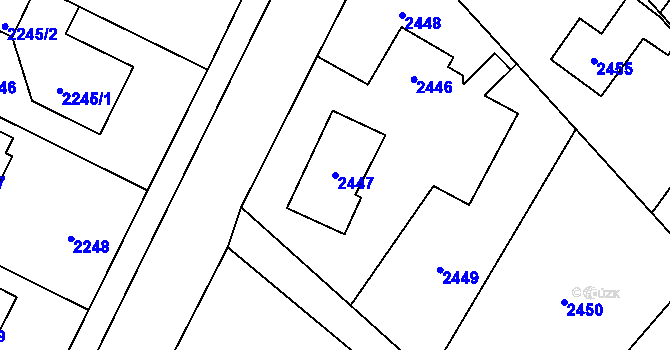 Parcela st. 2447 v KÚ Bystřice nad Olší, Katastrální mapa
