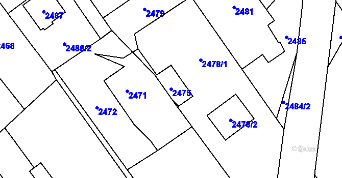 Parcela st. 2475 v KÚ Bystřice nad Olší, Katastrální mapa