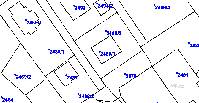 Parcela st. 2480/1 v KÚ Bystřice nad Olší, Katastrální mapa