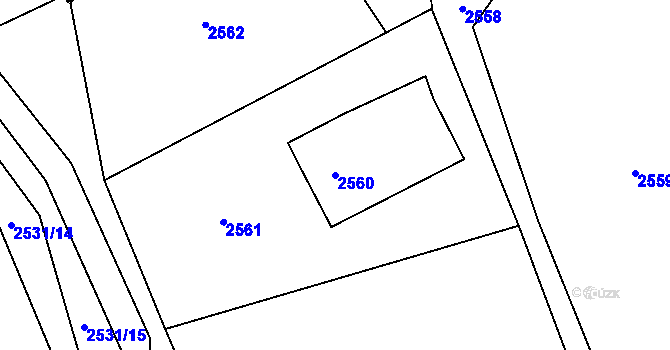 Parcela st. 2560 v KÚ Bystřice nad Olší, Katastrální mapa