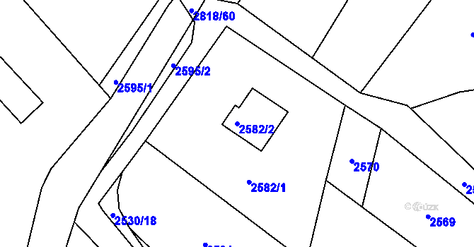 Parcela st. 2582/2 v KÚ Bystřice nad Olší, Katastrální mapa