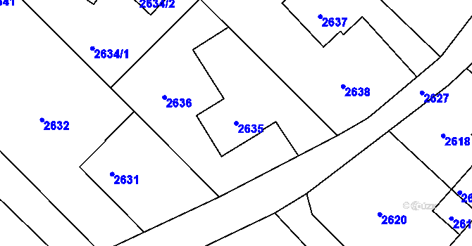 Parcela st. 2635 v KÚ Bystřice nad Olší, Katastrální mapa