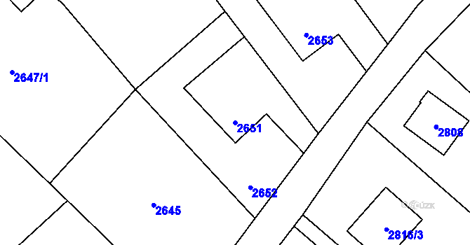 Parcela st. 2651 v KÚ Bystřice nad Olší, Katastrální mapa