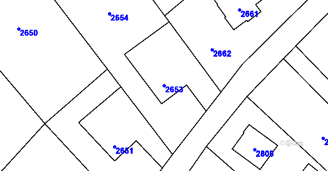 Parcela st. 2653 v KÚ Bystřice nad Olší, Katastrální mapa