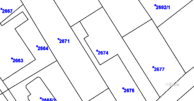 Parcela st. 2674 v KÚ Bystřice nad Olší, Katastrální mapa