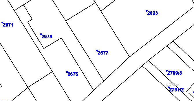 Parcela st. 2677 v KÚ Bystřice nad Olší, Katastrální mapa