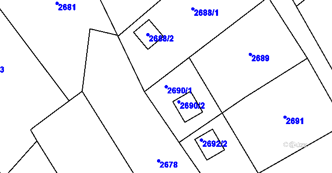 Parcela st. 2690/1 v KÚ Bystřice nad Olší, Katastrální mapa