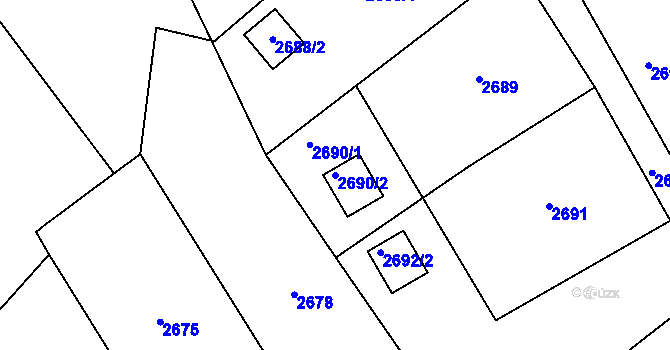 Parcela st. 2690/2 v KÚ Bystřice nad Olší, Katastrální mapa