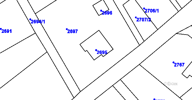 Parcela st. 2695 v KÚ Bystřice nad Olší, Katastrální mapa