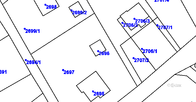 Parcela st. 2696 v KÚ Bystřice nad Olší, Katastrální mapa