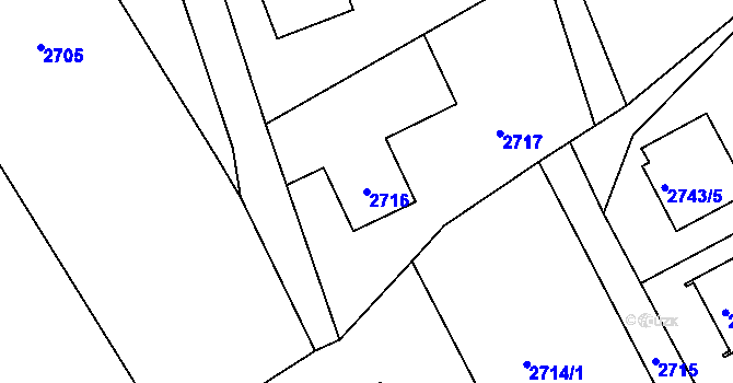 Parcela st. 2716 v KÚ Bystřice nad Olší, Katastrální mapa