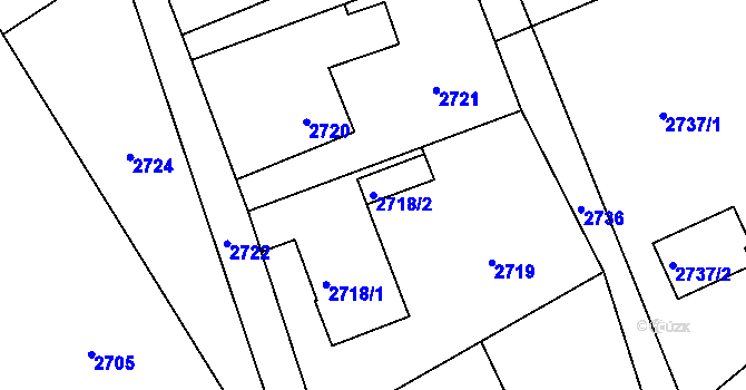 Parcela st. 2718/2 v KÚ Bystřice nad Olší, Katastrální mapa