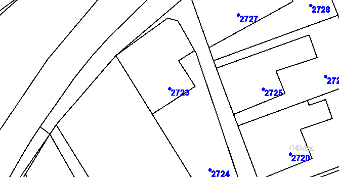 Parcela st. 2723 v KÚ Bystřice nad Olší, Katastrální mapa