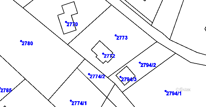 Parcela st. 2772 v KÚ Bystřice nad Olší, Katastrální mapa