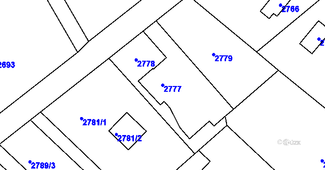 Parcela st. 2777 v KÚ Bystřice nad Olší, Katastrální mapa