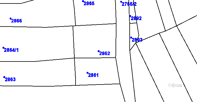 Parcela st. 2862 v KÚ Bystřice nad Olší, Katastrální mapa