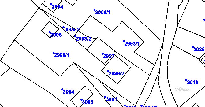 Parcela st. 2997 v KÚ Bystřice nad Olší, Katastrální mapa