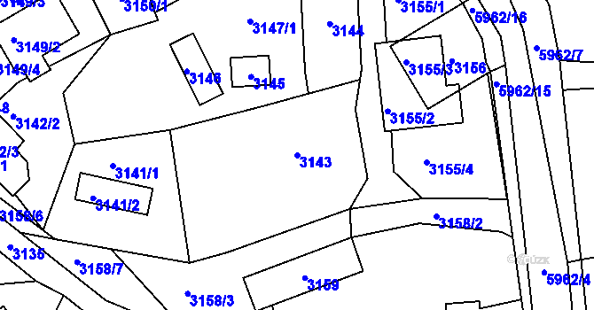 Parcela st. 3143 v KÚ Bystřice nad Olší, Katastrální mapa