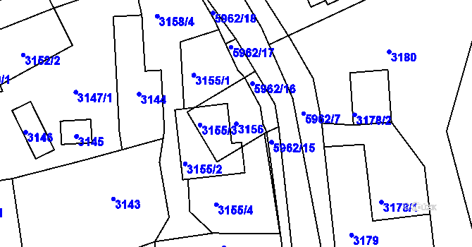 Parcela st. 3156 v KÚ Bystřice nad Olší, Katastrální mapa