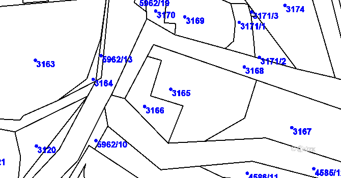 Parcela st. 3165 v KÚ Bystřice nad Olší, Katastrální mapa