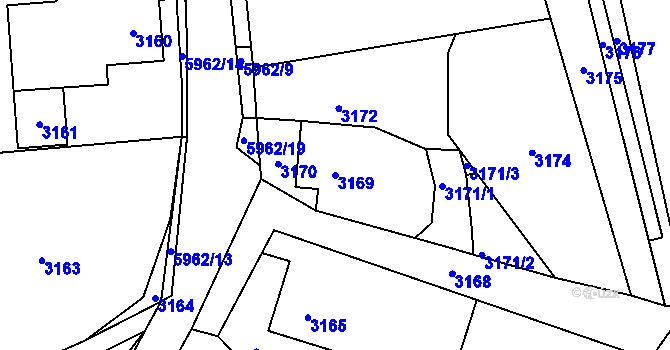 Parcela st. 3169 v KÚ Bystřice nad Olší, Katastrální mapa
