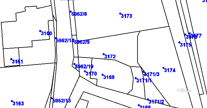 Parcela st. 3172 v KÚ Bystřice nad Olší, Katastrální mapa