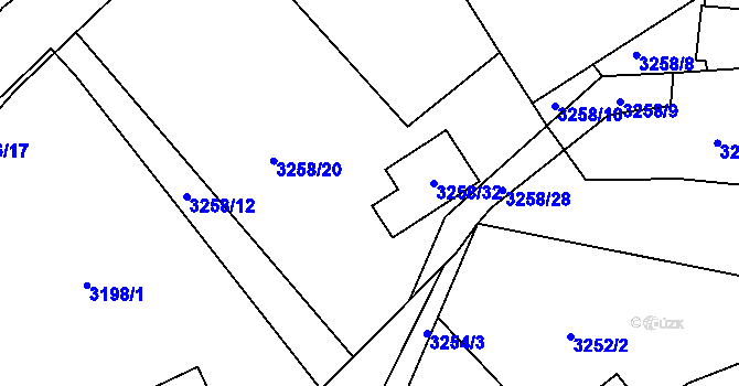 Parcela st. 3258/11 v KÚ Bystřice nad Olší, Katastrální mapa