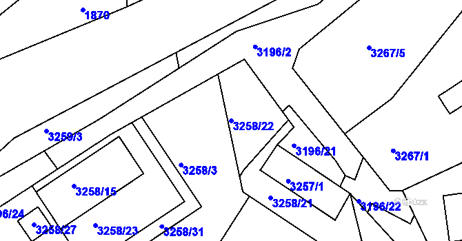 Parcela st. 3258/22 v KÚ Bystřice nad Olší, Katastrální mapa