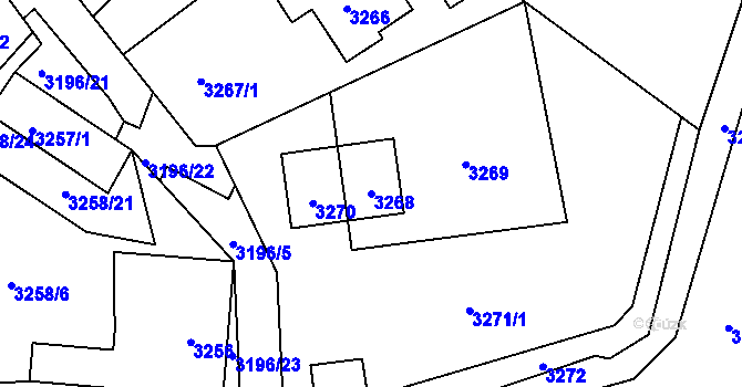 Parcela st. 3268 v KÚ Bystřice nad Olší, Katastrální mapa