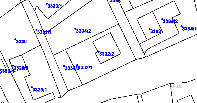 Parcela st. 3332/2 v KÚ Bystřice nad Olší, Katastrální mapa