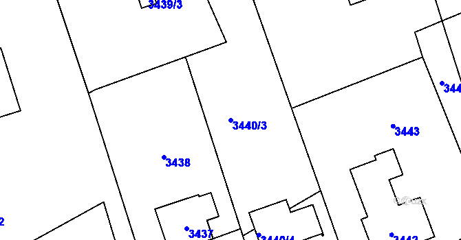 Parcela st. 3440/3 v KÚ Bystřice nad Olší, Katastrální mapa