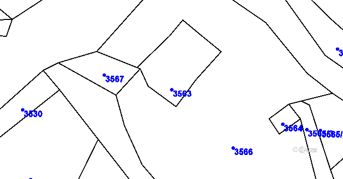 Parcela st. 3563 v KÚ Bystřice nad Olší, Katastrální mapa