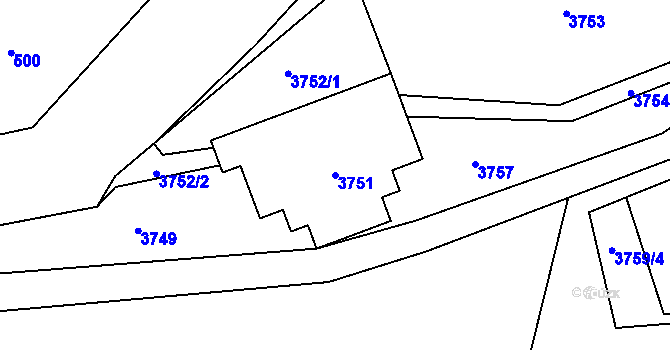 Parcela st. 3751 v KÚ Bystřice nad Olší, Katastrální mapa