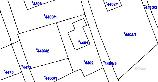 Parcela st. 4401 v KÚ Bystřice nad Olší, Katastrální mapa