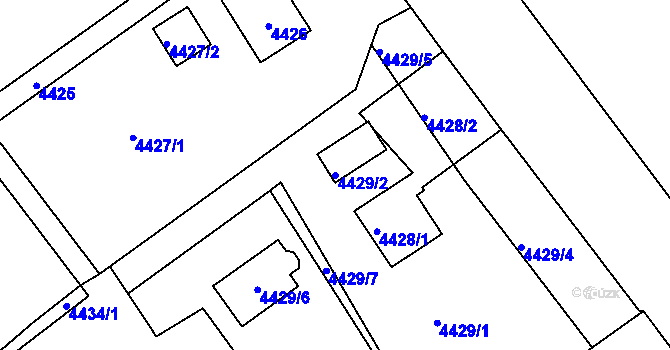 Parcela st. 4429/2 v KÚ Bystřice nad Olší, Katastrální mapa