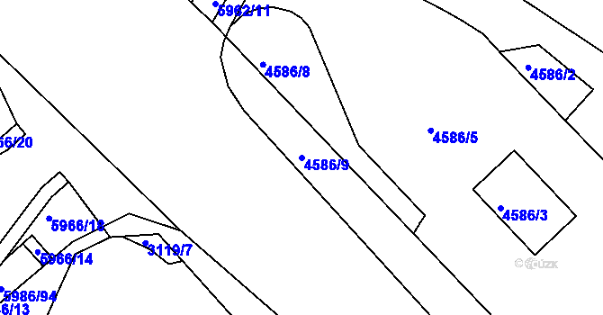 Parcela st. 4586/9 v KÚ Bystřice nad Olší, Katastrální mapa