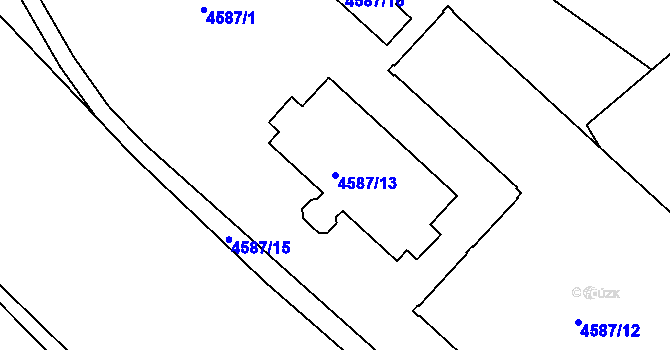 Parcela st. 4587/13 v KÚ Bystřice nad Olší, Katastrální mapa
