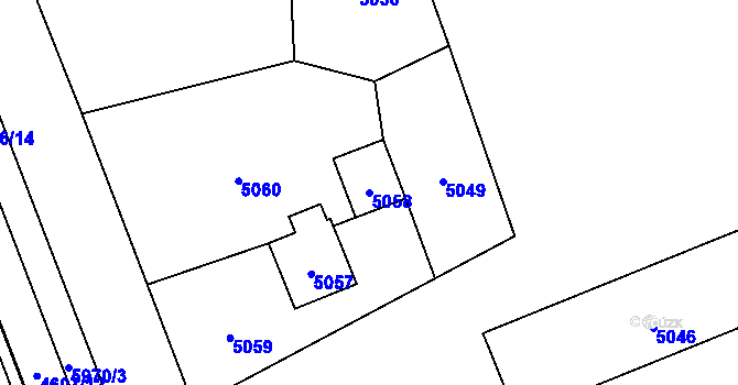 Parcela st. 5058 v KÚ Bystřice nad Olší, Katastrální mapa