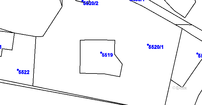 Parcela st. 5519 v KÚ Bystřice nad Olší, Katastrální mapa