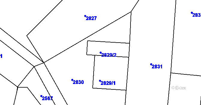 Parcela st. 2829/2 v KÚ Bystřice nad Olší, Katastrální mapa